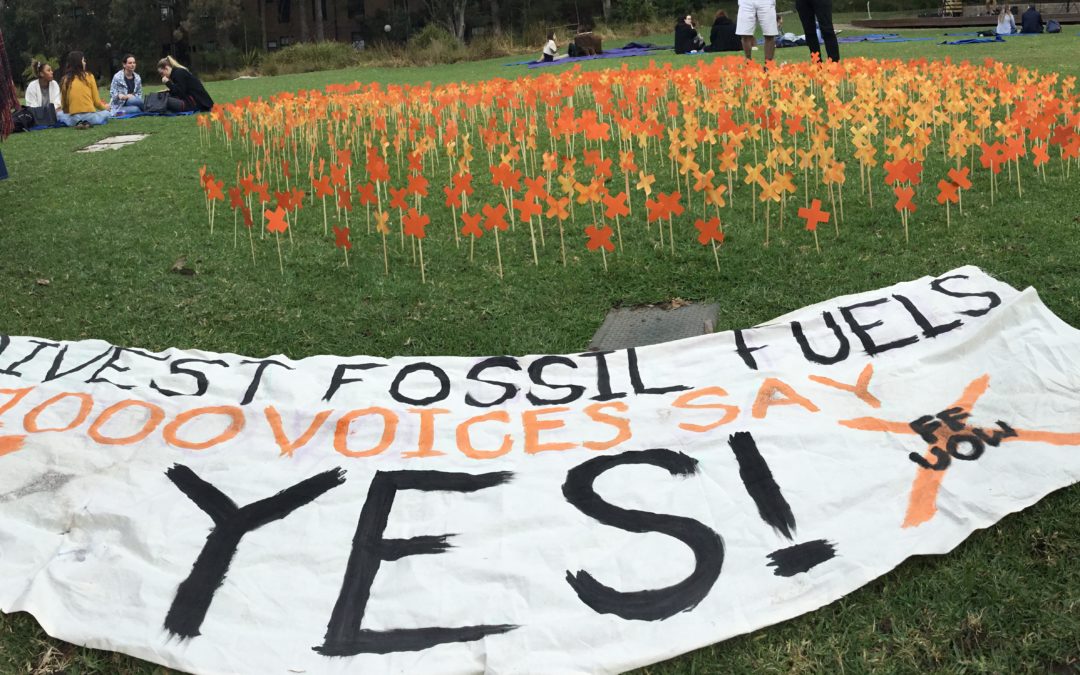 Fossil Free UOW delivers protest message to Vice-Chancellor